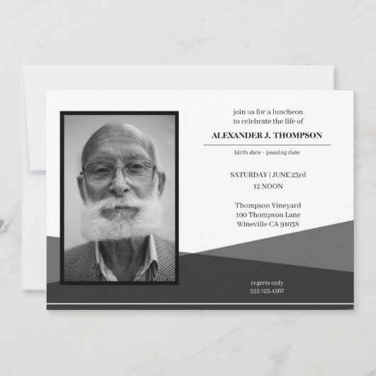 生命葬式を祝うモダンな黒及び白 サンキューカード (正面)