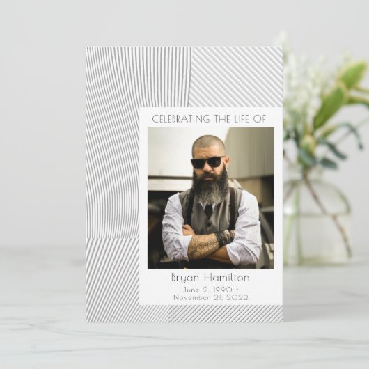 生命計画の幾何学的波お祝い 招待状 (スタンド正面)