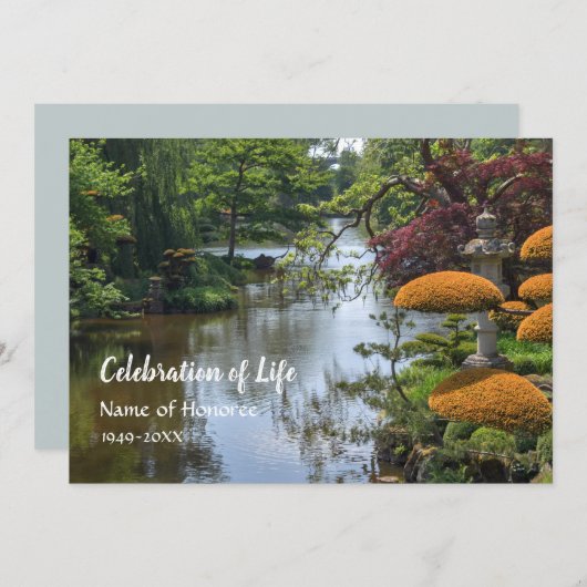 生命記念物の日本のな禅の庭のお祝い 招待状 (正面/裏面)
