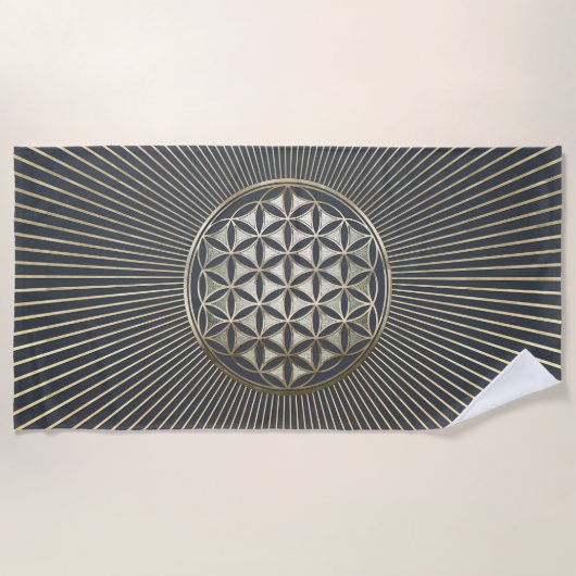 生命金属エンボスの花 ビーチタオル (正面)