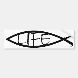 "生命"イエス・キリストの魚-バンパーステッカー バンパーステッカー
