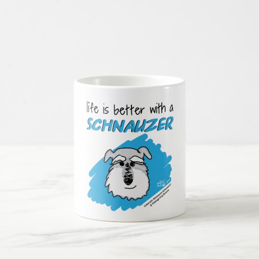 生命… シュナウツァー-白いマグ コーヒーマグカップ (中央)