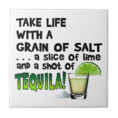 生命、ライム、塩、テキーラ! カクテルのユーモア タイル (正面)