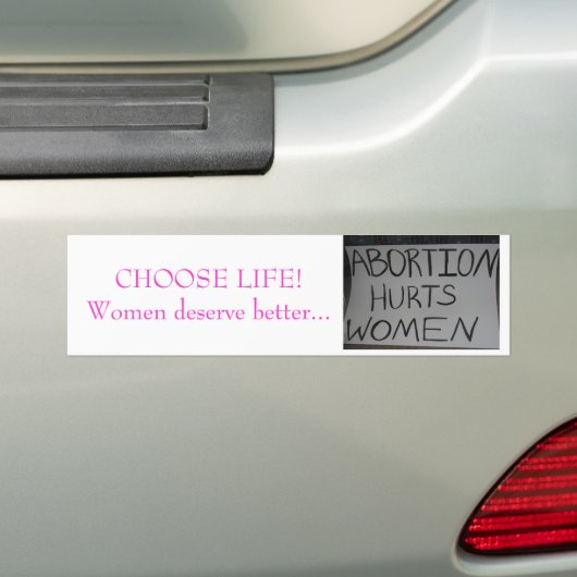 生命、女性をよりよく値します…バンパーステッカーに選んで下さい バンパーステッカー (車上)