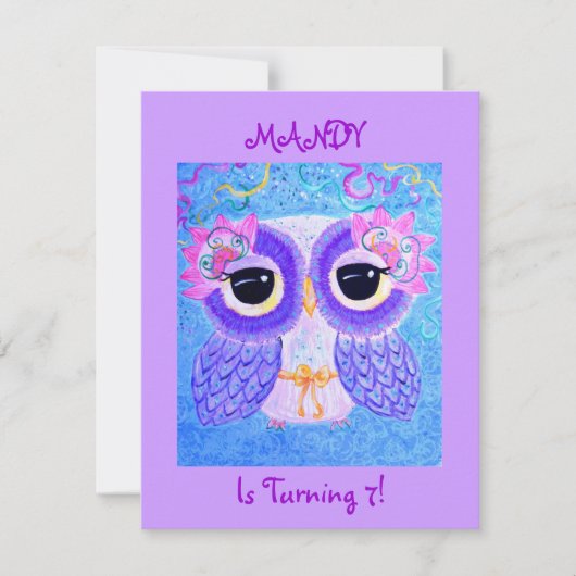 生命(誕生日夜パジャマのパーティー)のお祝い 招待状 (正面)