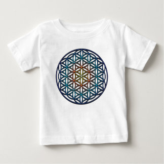 生命(黄橙色の青い勾配)の花 ベビーTシャツ