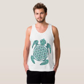 生命/Blume des Lebensのの花カメのターコイズ Tシャツ (正面フル)
