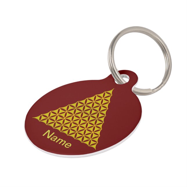 生命/Blume des Lebens -ピラミッドの金ゴールドの花 ペット　ネームタグ (側面)