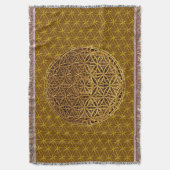 生命/Blume des Lebens -メダル金ゴールドの花 スローブランケット (正面縦)