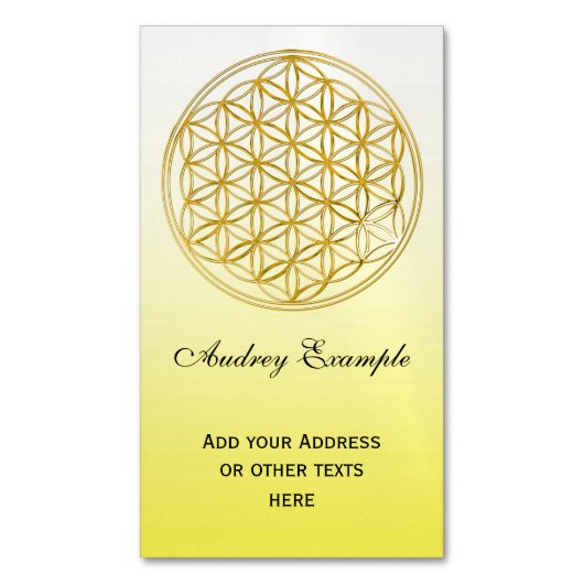 生命/Blume des Lebens -金ゴールドの花 マグネット名刺 (正面縦)