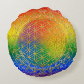 生命/Blume des Lebens -金ゴールドの虹の花 ラウンドクッション (裏面)