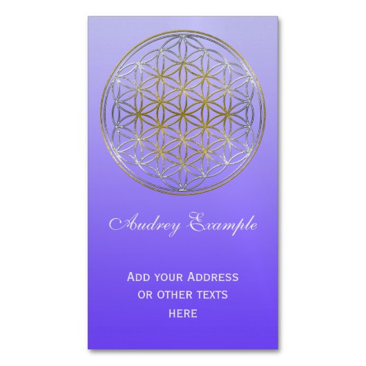 生命/Blume des Lebens -銀製の金ゴールドの花 マグネット名刺 (正面縦)