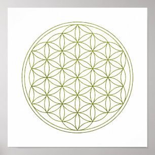 生命(V芽)の神聖な幾何学の花 ポスター