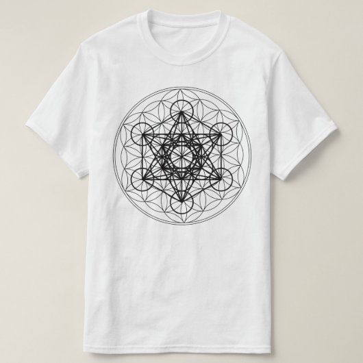 生命Metatronの立方体のワイシャツの花 Tシャツ (デザイン正面)