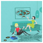 生地のレトロの女の子の夜 ファブリック (クローズアップ)