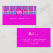 生地の名刺の格子縞のストライプのピンク 名刺 (正面/裏面)