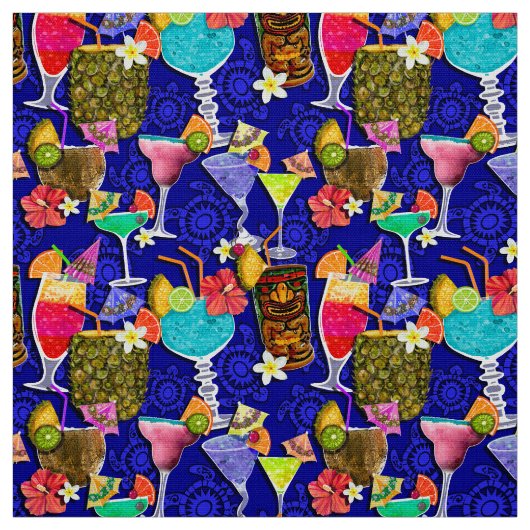 生地の熱帯飲み物のカクテルアルコール水彩画 ファブリック (見本)