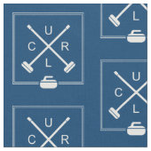 生地をカールする交差させたほうき-青および白 ファブリック (クローズアップ)