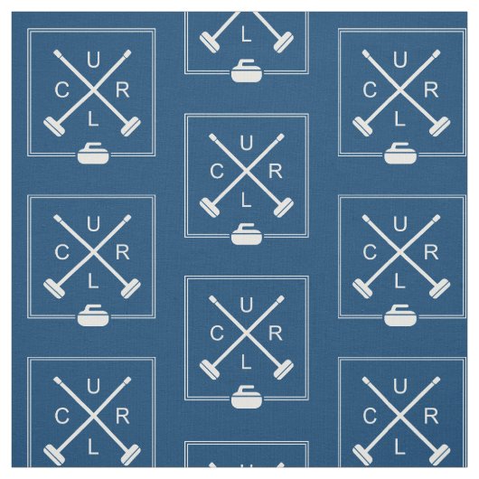 生地をカールする交差させたほうき-青および白 ファブリック (見本)