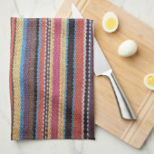 生地ストライプのパターンI +あなたのアイディア キッチンタオル (四つ折り)