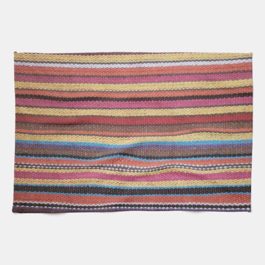 生地ストライプのパターンI +あなたのアイディア キッチンタオル (横)