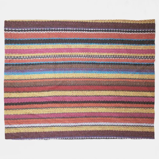 生地ストライプのパターンI +あなたのアイディア フリースブランケット (正面(横))