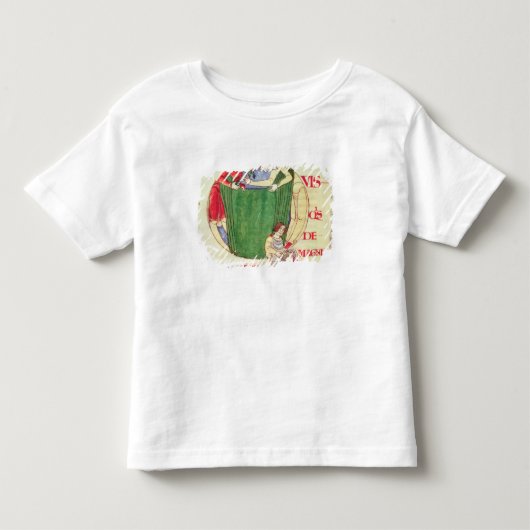 生地屋を描写しているHistoriatedのイニシャル「Q」 トドラーTシャツ (正面)