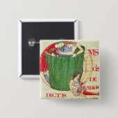 生地屋を描写しているHistoriatedのイニシャル「Q」 缶バッジ (正面&裏面)