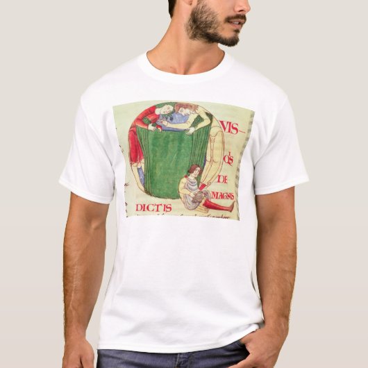 生地屋を描写しているHistoriatedのイニシャル「Q」 Tシャツ (正面)