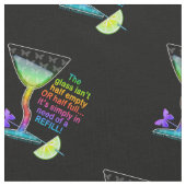 生地-ガラス半分入ったのカクテルのユーモア ファブリック (クローズアップ)