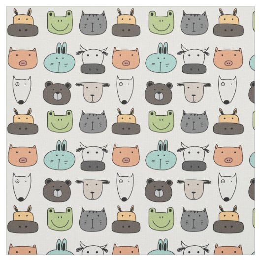 生地 - 動物の顔 ファブリック (見本)