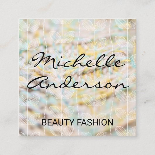 生地 素材 | 植物 ドゥードル パターン スクエア名刺 (正面)