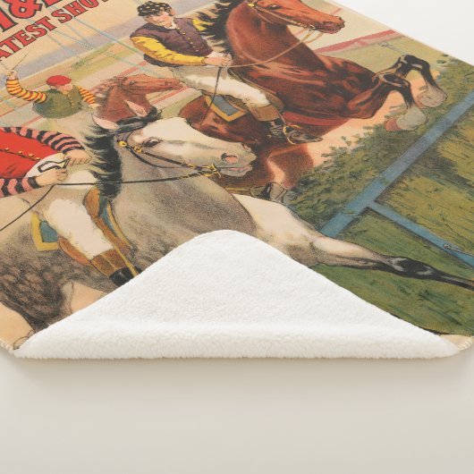 生垣を飛び越える馬のジョッキーのサーカスのポスター シェルパブランケット (3/4)