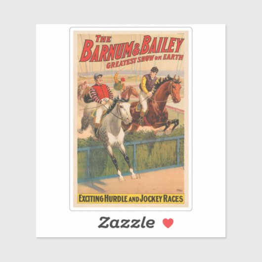 生垣を飛び越える馬のジョッキーのサーカスのポスター シール (シート)