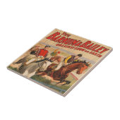 生垣を飛び越える馬のジョッキーのサーカスのポスター タイル (側面)