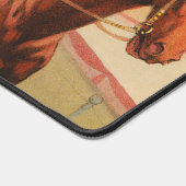 生垣を飛び越える馬のジョッキーのサーカスのポスター デスクマット (コーナー)