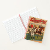 生垣を飛び越える馬のジョッキーのサーカスのポスター ノートブック (内部)