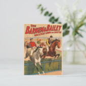 生垣を飛び越える馬のジョッキーのサーカスのポスター ポストカード (スタンド正面)
