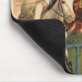 生垣を飛び越える馬のジョッキーのサーカスのポスター マウスパッド (コーナー)