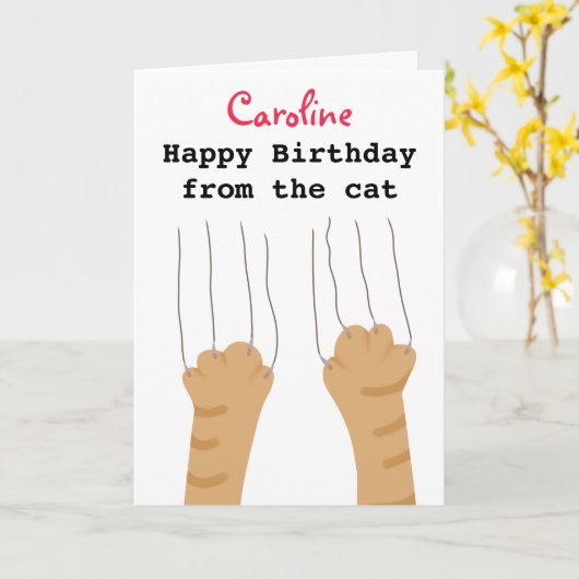 生姜おもしろい猫スクラッチ誕生日カード カード (黄色い花)