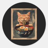 生姜おもしろい猫ラーメン日本のグラフィックTかわいい ラウンドシール (正面)