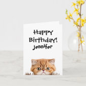 生姜おもしろい猫誕生日折りグリーティングカード カード (黄色い花)