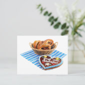 生姜のハート型お菓子とプレッツェル。オクトーバーフェスト ポストカード (スタンド正面)