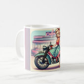 生姜の猫をピンと自転車に乗ったブロンドガール コーヒーマグカップ (正面左)