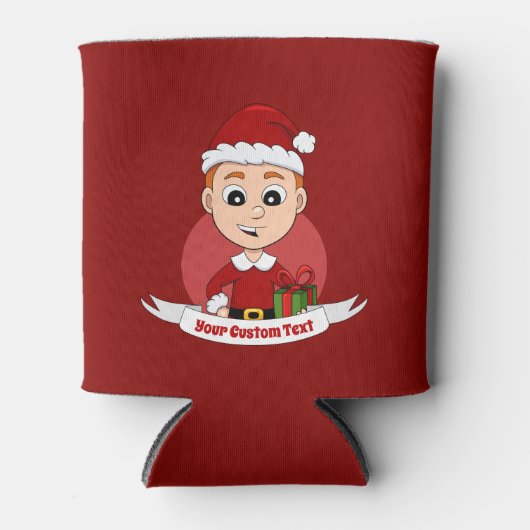 生姜の髪の可愛いクリスマスの少年 缶クーラー (正面)