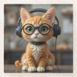 生姜よくはしゃぐ猫 ガラスコースター