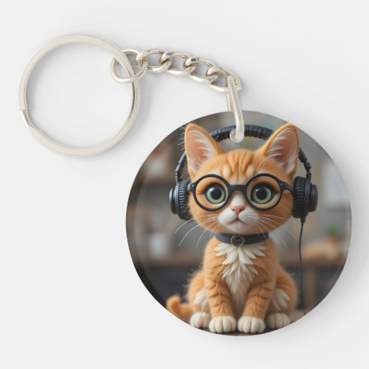 生姜よくはしゃぐ猫 キーホルダー (正面)