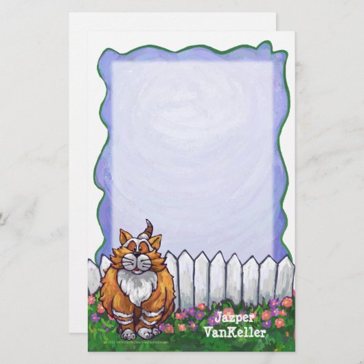 生姜パーソナライズされた猫 便箋 (正面/裏面)