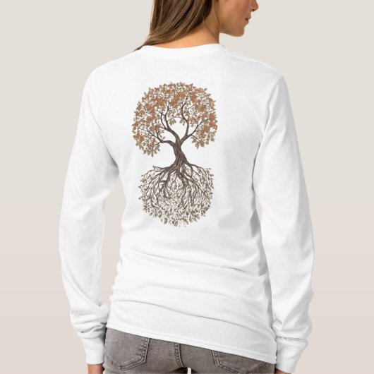 生威厳のある命の木 – 成長、強度、 Tシャツ (裏面)