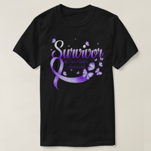 生存性大腸炎認識度蝶 Tシャツ (デザイン正面)